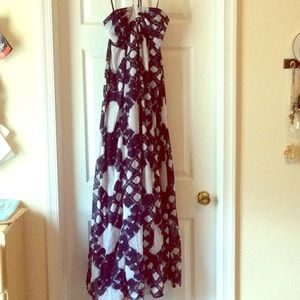 NWT Navy/white tie dye halter maxi dress